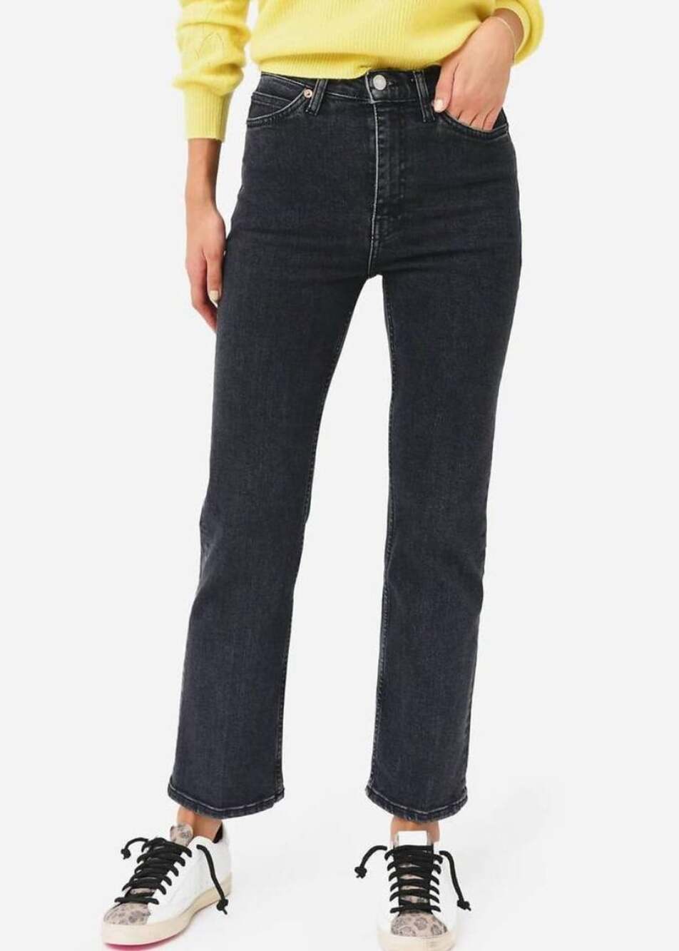 Re/Done 70s High Rise Stove Pipe Jean Size 28 Stoned Noir Black Straight Leg